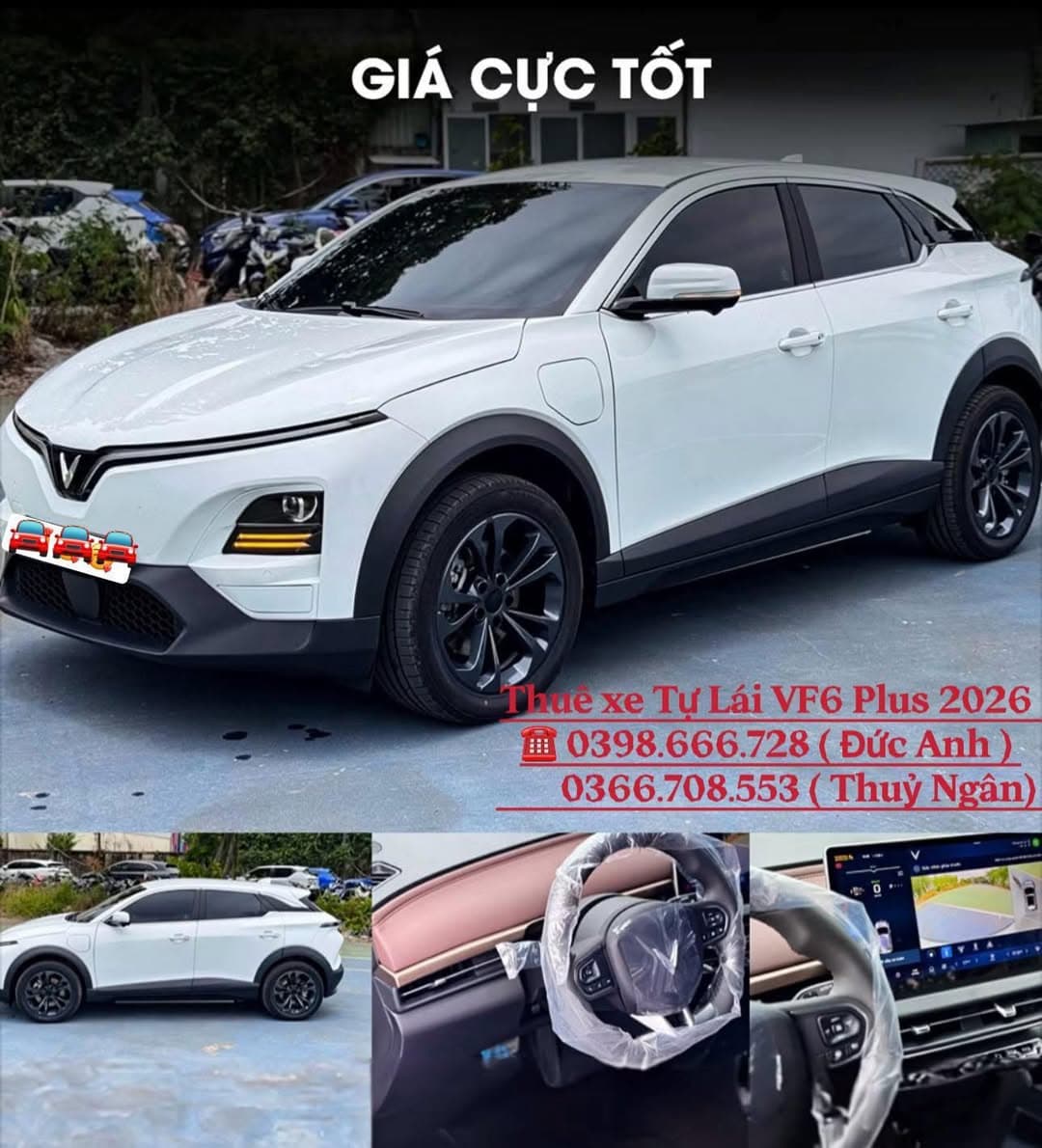 Cho thuê xe tự lái VinFast VF6 Plus mới, nội thất hiện đại, hỗ trợ giao xe tận nơi tại Vinhome Grand Park, Q9. Liên hệ để đặt xe cho gia đình hoặc công tác. - 1/1