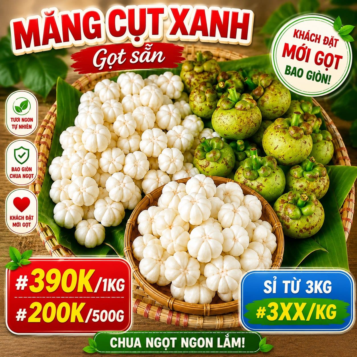 Bán măng cụt xanh, chín và combo gỏi gà măng cụt, giao hàng tại Bình Thạnh. Nhận sỉ cho quán, nhà hàng. Đặt trước 2 tiếng để chuẩn bị. - 1/5