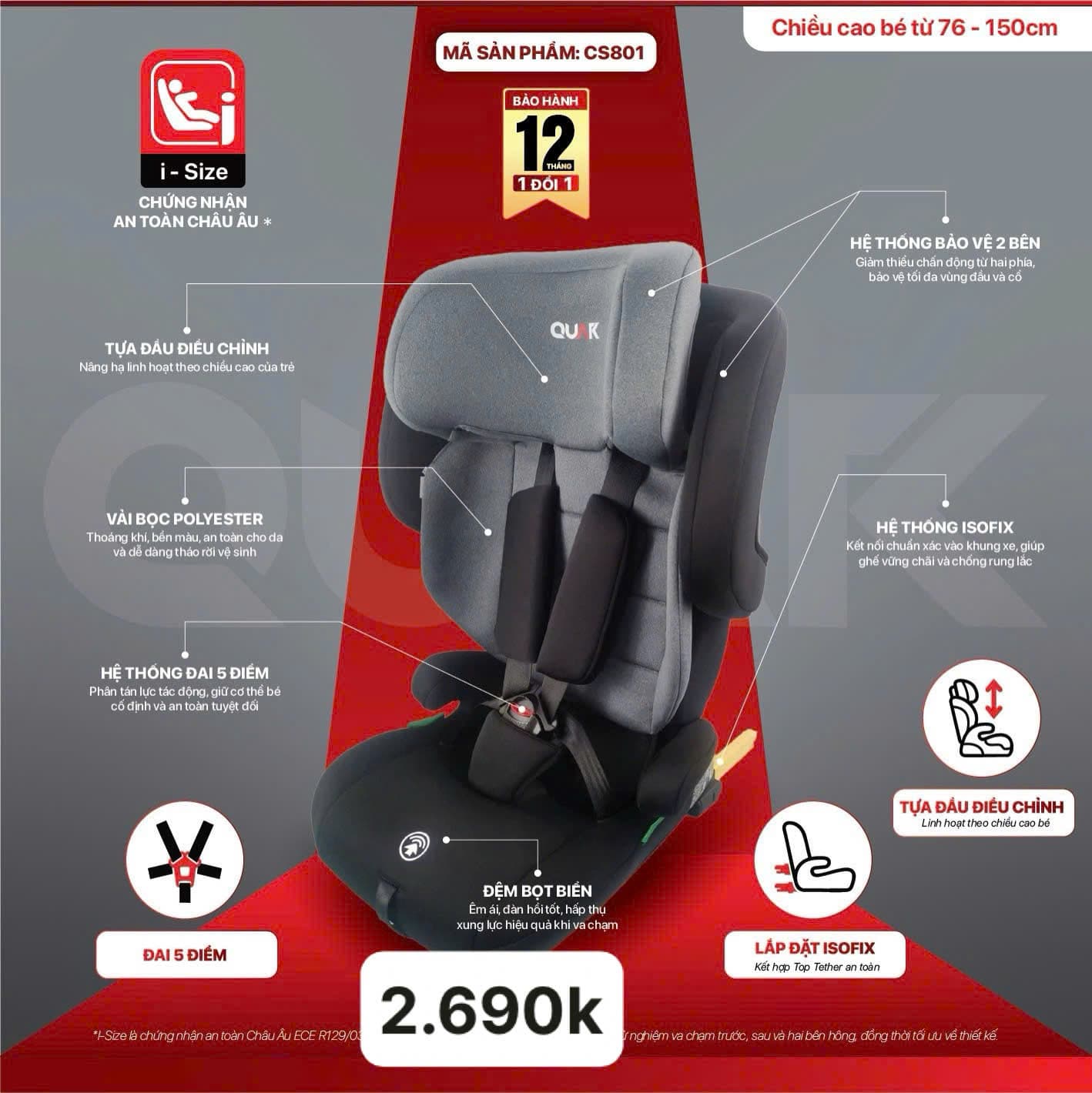 Cung cấp ghế an toàn cho trẻ em trên ô tô, đạt chuẩn, nhiều mẫu, lắp đặt đơn giản, tư vấn tận tình, hàng nhập khẩu, hỗ trợ giao nhanh và miễn phí ship. - 1/5