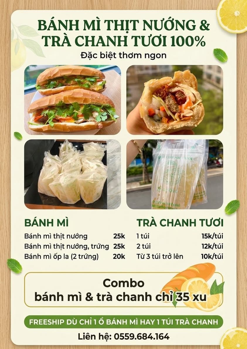 Combo ưu đãi bữa sáng chất lượng như nhà làm chỉ 35 xu, trà chanh giá 10k/túi khi mua từ 3 túi. Đặt ngay để thưởng thức! - 2/2