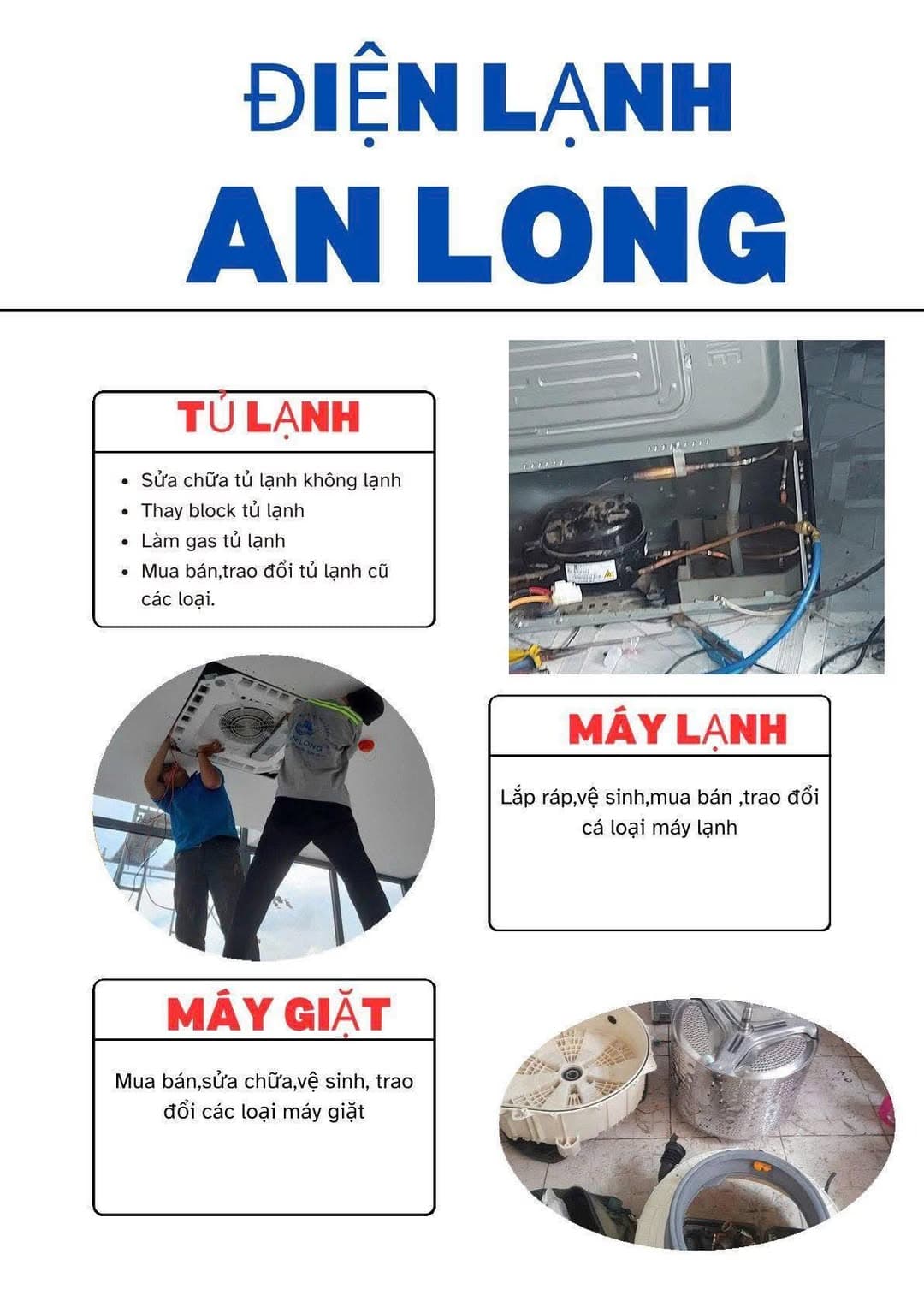 Điện lạnh An Long chuyên vệ sinh, sửa chữa máy lạnh, máy giặt, tủ lạnh tận nơi tại Thủ Đức. Báo giá minh bạch, phục vụ uy tín mỗi ngày. - 1/1