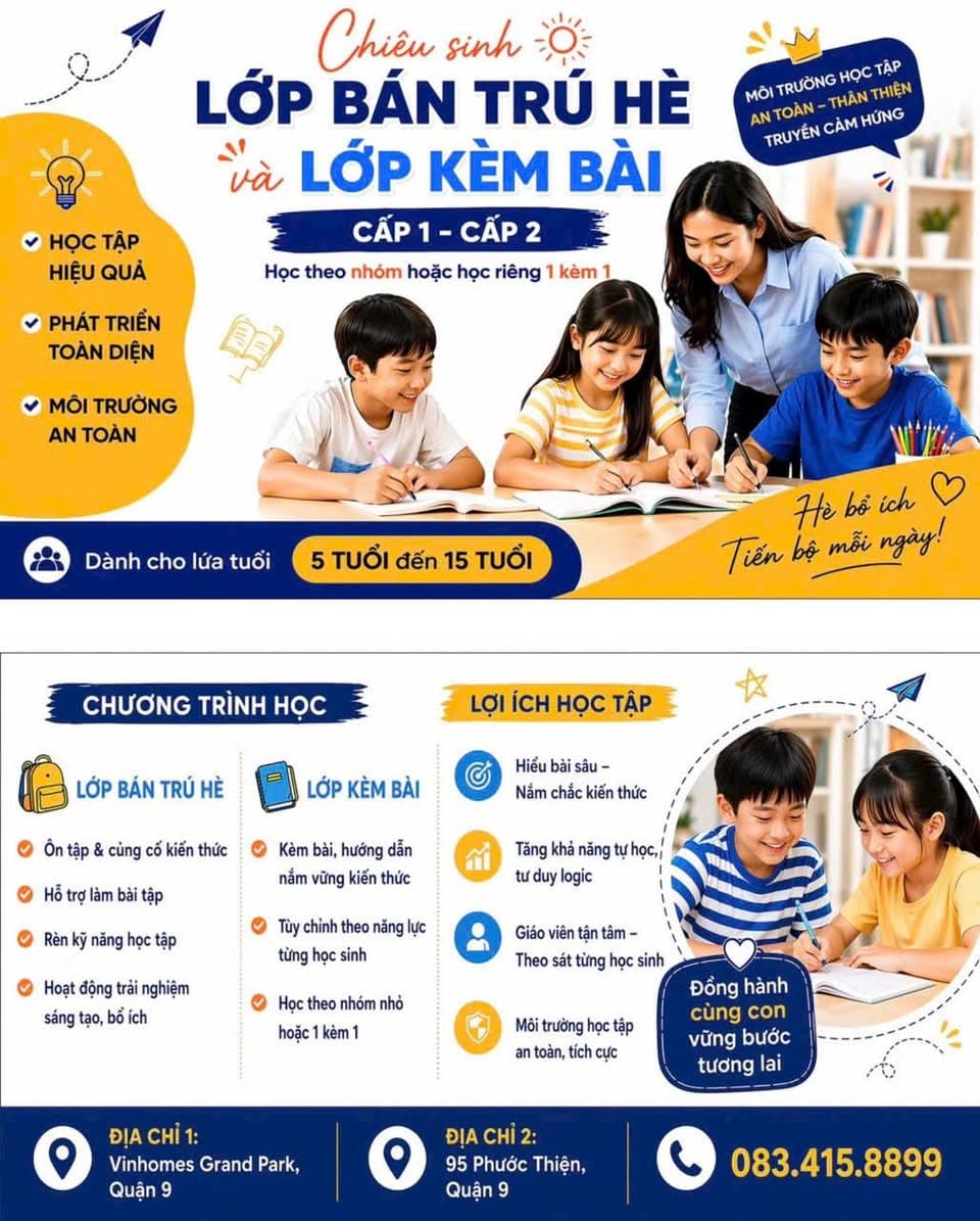 Học viện Ươm Mầm Trí Tuệ Việt tuyển sinh các khóa học hè, ôn hè, luyện thi, kèm bài 1:1, luyện viết chữ đẹp, học tiếng Việt cho mọi lứa tuổi tại Q9, Q12. - 4/5
