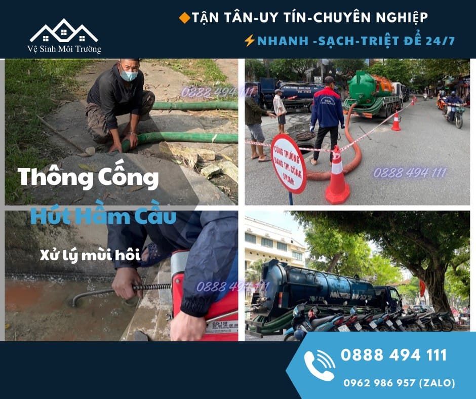 Dịch vụ thông tắc cống, bồn cầu, xử lý mùi hôi, hút bể phốt giá rẻ, bảo hành dài hạn. Đội ngũ thợ kinh nghiệm, tư vấn miễn phí. Liên hệ: 0888 494 111. - 1/1