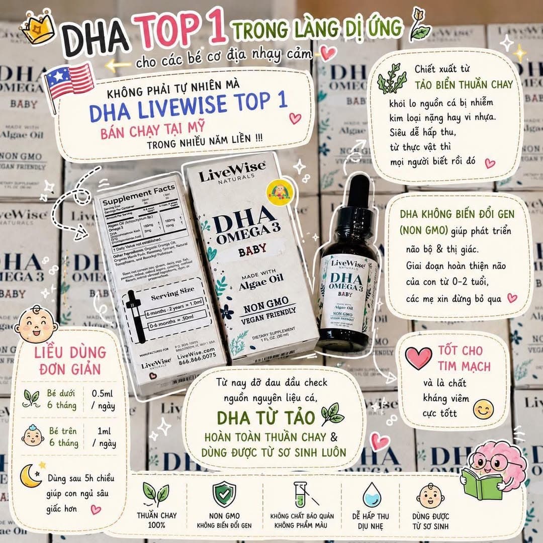 DHA thuần chay chiết xuất từ tảo biển, hỗ trợ phát triển não bộ & thị giác cho bé. Freeship nội khu tại Vinhomes Grand Park & Masteri Center Point. - 1/1