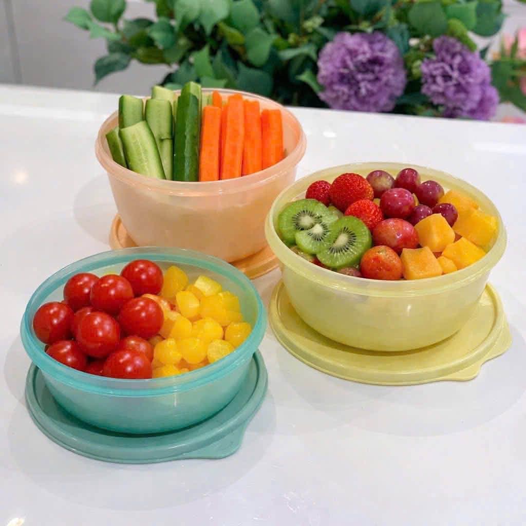 Bộ 3 tô Modular Tupperware chính hãng, dùng bảo quản thực phẩm, rau củ, món ăn đã sơ chế. Nắp kín khí, tiết kiệm diện tích bếp, chất lượng đảm bảo. - 2/5