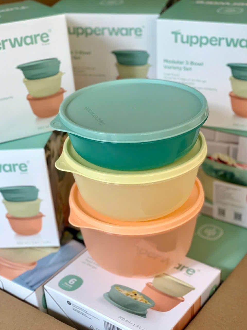 Bộ 3 tô Modular Tupperware chính hãng, dùng bảo quản thực phẩm, rau củ, món ăn đã sơ chế. Nắp kín khí, tiết kiệm diện tích bếp, chất lượng đảm bảo. - 5/5
