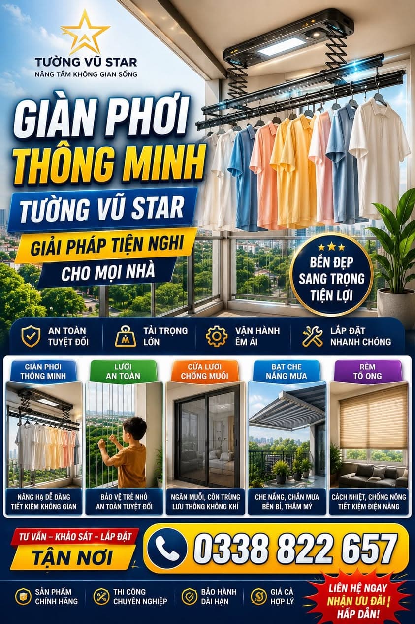 Cung cấp & lắp đặt cửa lưới chống muỗi, giàn phơi thông minh, lưới an toàn ban công, bạt che nắng mưa, rèm tổ ong cho nhà ở. - 1/5