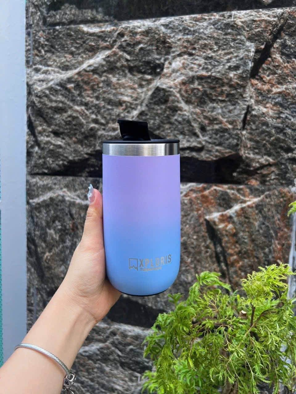 Ly giữ nhiệt 350ml màu tím pastel nhỏ gọn, tiện lợi mang đi học, đi làm, giữ nóng/lạnh, phù hợp cho cà phê, trà, nước mỗi ngày. - 1/4