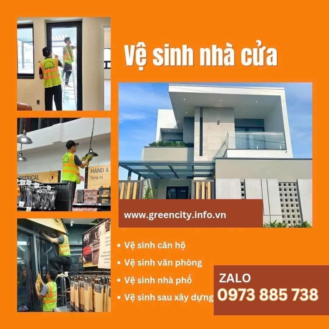 Dịch vụ vệ sinh công nghiệp: vệ sinh nhà phố, biệt thự, văn phòng, căn hộ, nhà xưởng, kính, tổng vệ sinh sau xây dựng. Liên hệ 0973885738 (Zalo). - 1/1