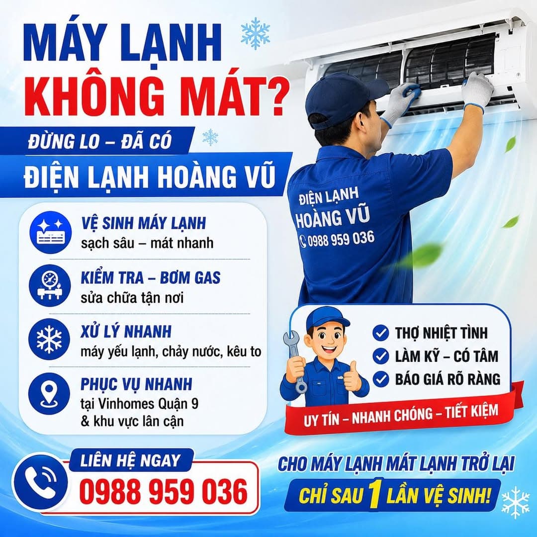 Nhận vệ sinh máy lạnh, máy giặt tại nhà giá rẻ khu Vinhomes Grand Park Q9 & lân cận. Liên hệ: 0988.959.036. - 1/1