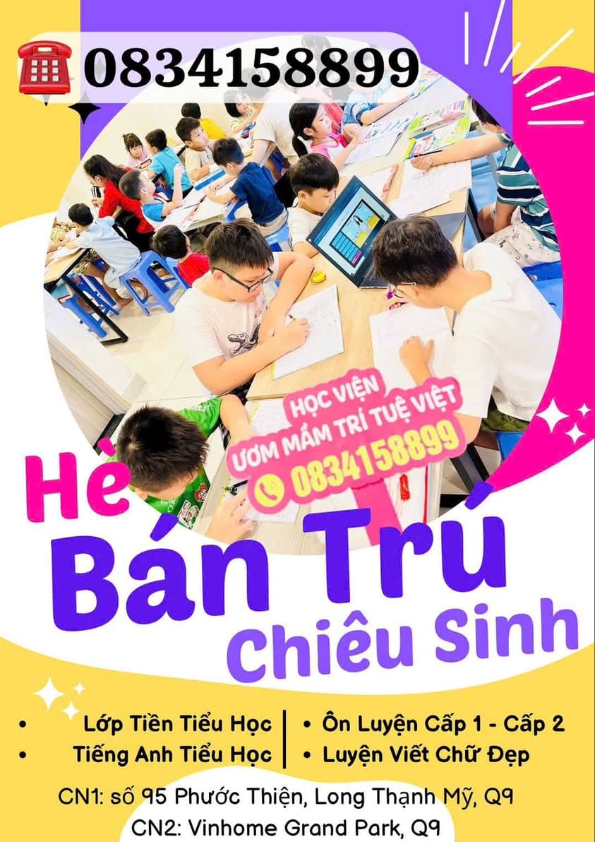 Trung tâm tuyển sinh các khóa ôn hè, bán trú, luyện chữ đẹp, luyện thi Vinschool, học tiếng Việt cho học sinh và người lớn tại Q9, Q12. Ưu đãi học bổng, giảm học phí. - 4/4