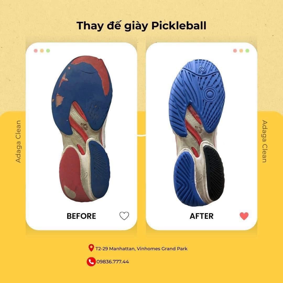 Dịch vụ thay đế giày cầu lông, tennis, pickleball giúp phục hồi độ bám sân, giữ form giày chắc chắn, gia công tỉ mỉ, độ bền cao. Liên hệ tư vấn tại Vinhomes Grand Par. - 1/5