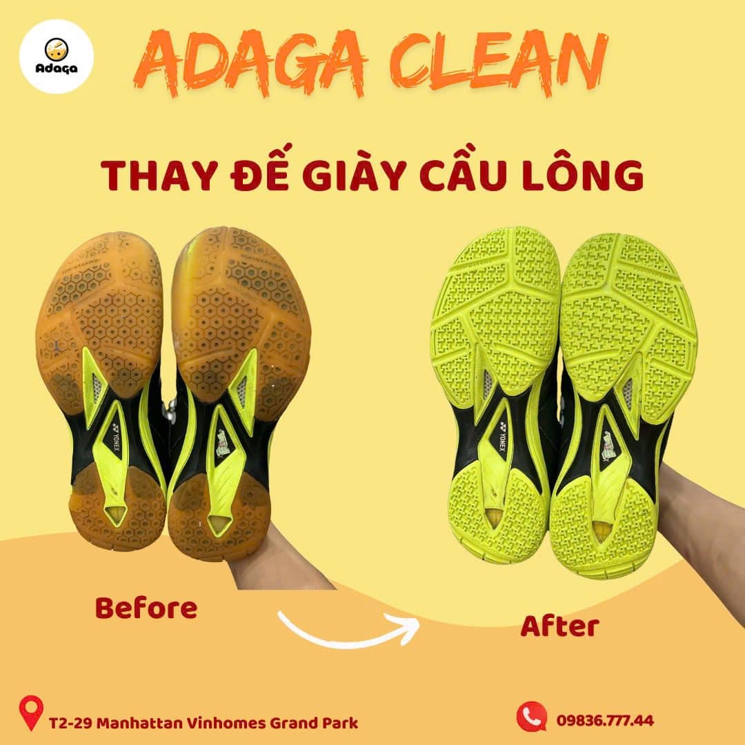 Dịch vụ thay đế giày cầu lông, tennis, pickleball giúp phục hồi độ bám sân, giữ form giày chắc chắn, gia công tỉ mỉ, độ bền cao. Liên hệ tư vấn tại Vinhomes Grand Par. - 4/5